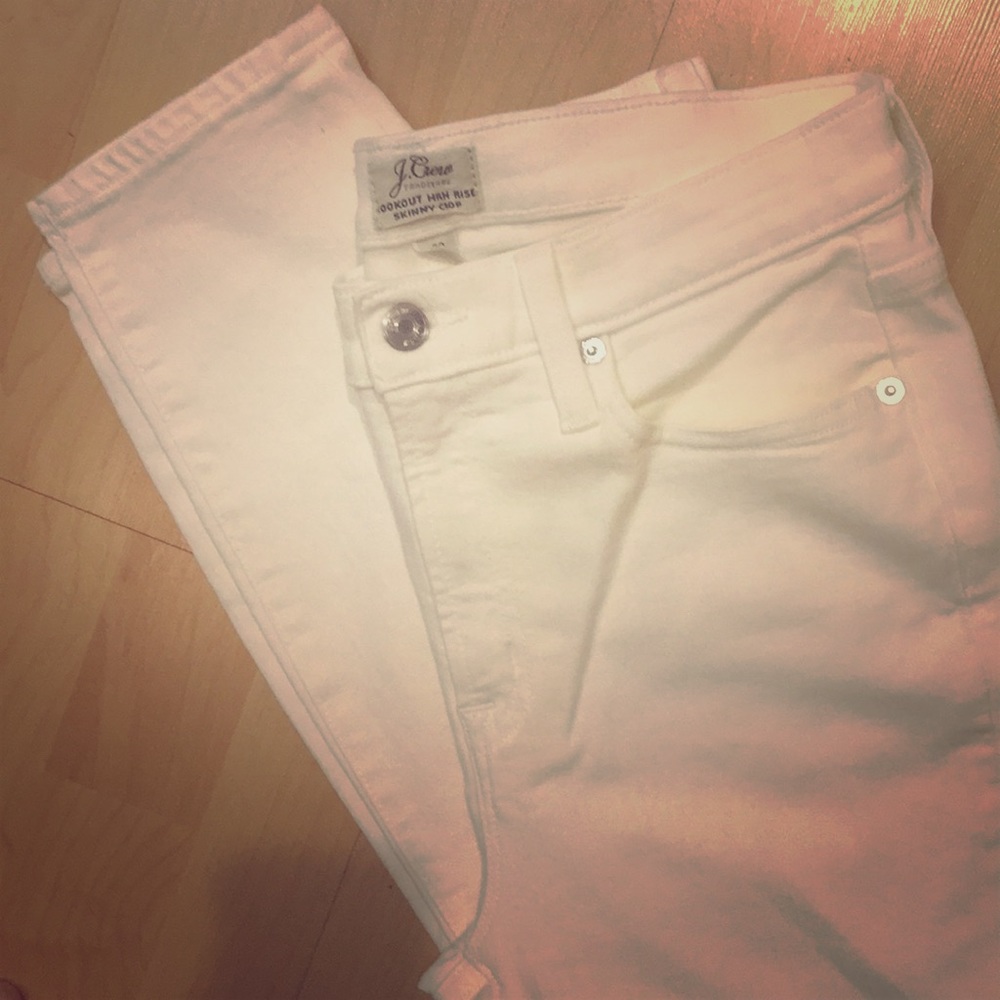 J. Crew White Lookout High Rise Skinny Crop Jeans